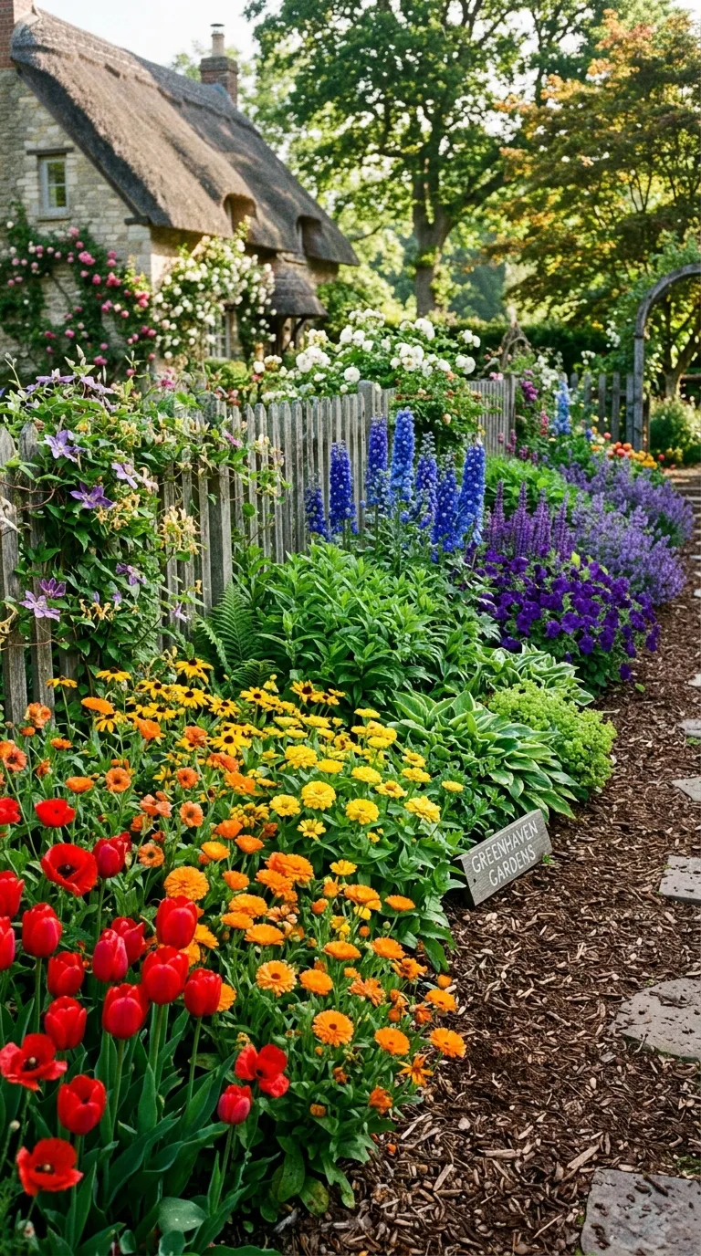 1. Rainbow Flower Border