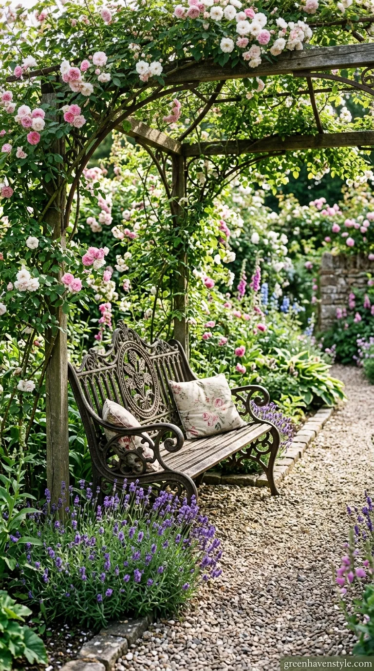 14. Ornate Iron Bench Focal Point