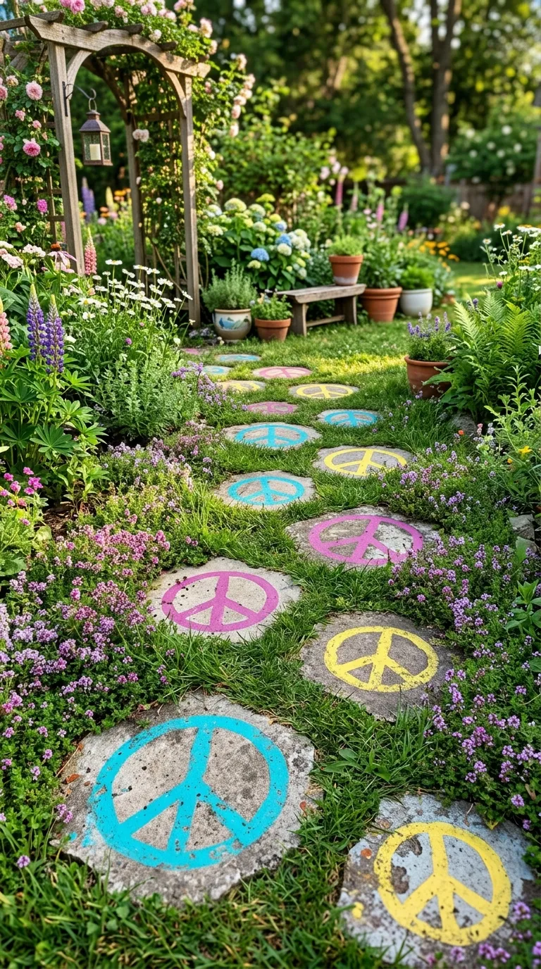 2. Painted Peace Symbol Pathway