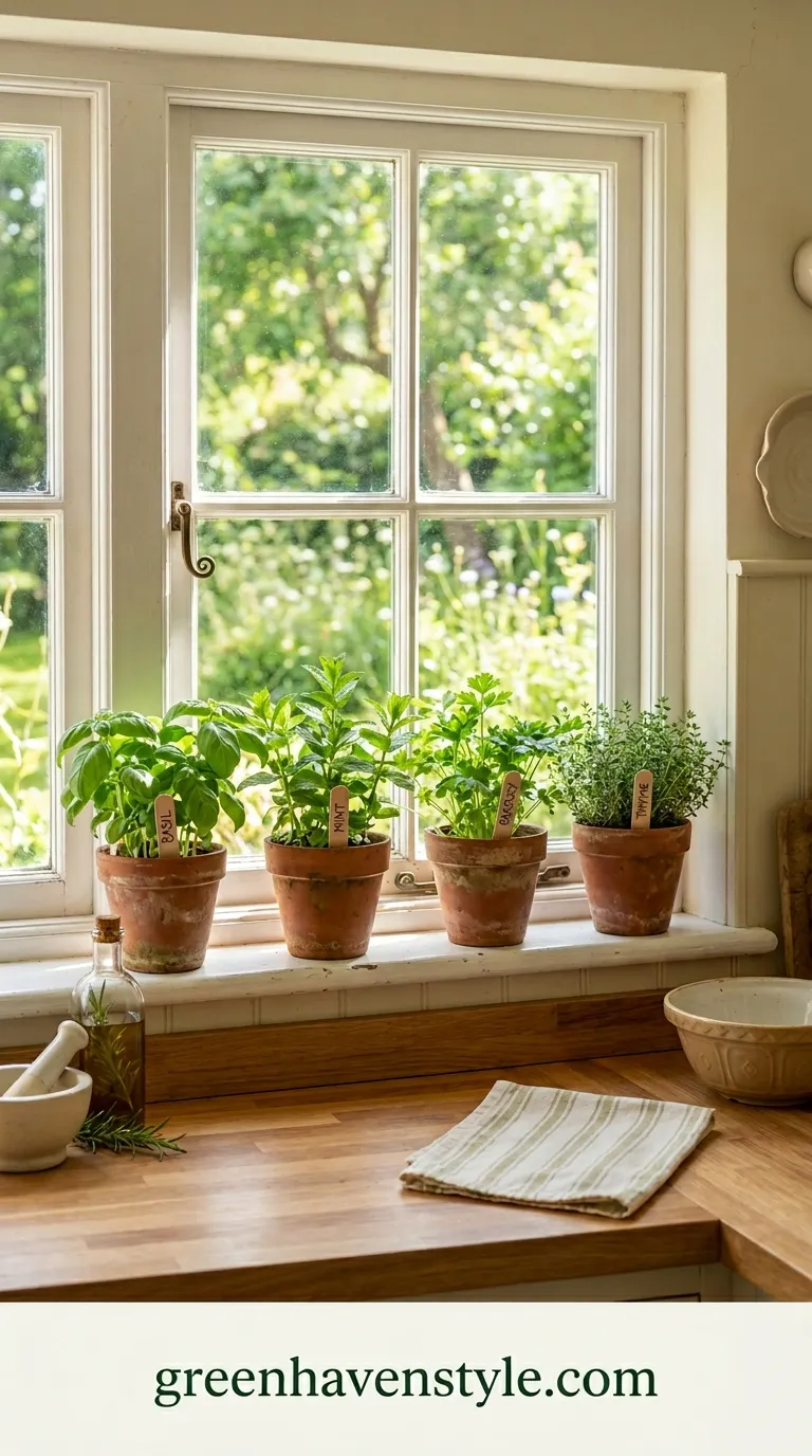 4. Window Sill Herb Garden