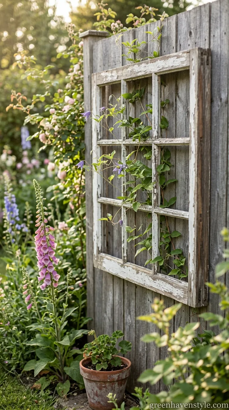 6. Reclaimed Window Frame Trellis