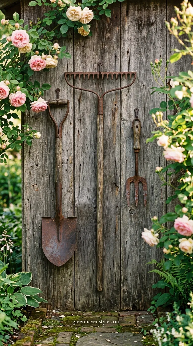 6. Repurposed Garden Tool Wall Art