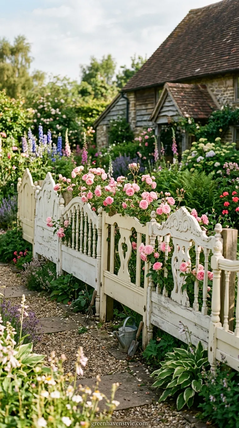 9. Repurposed Headboard Fence
