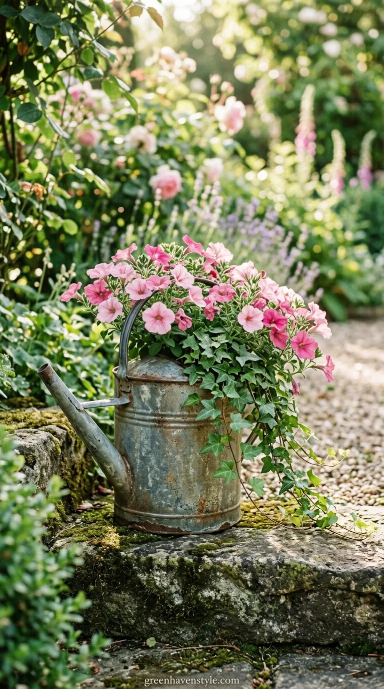 Antique Watering Cans as Planters