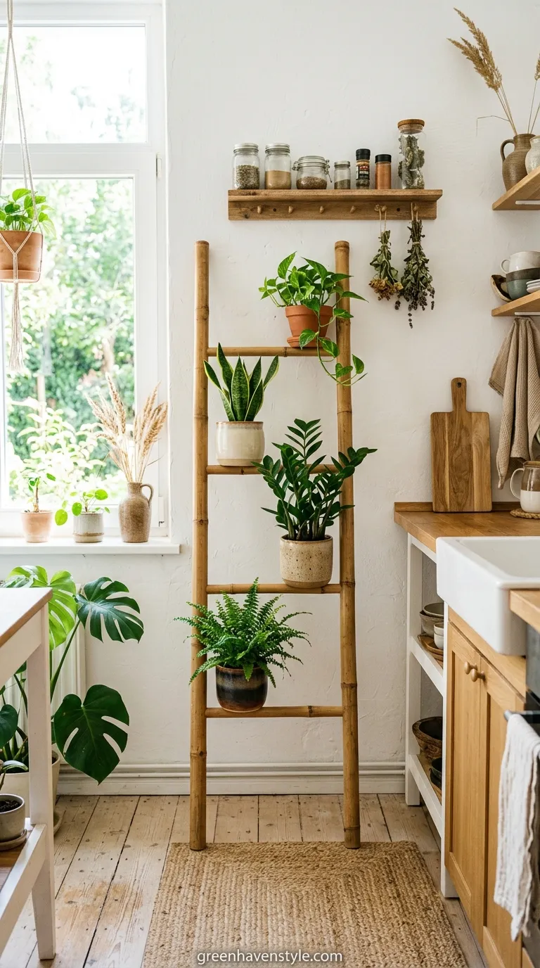 Bamboo Ladder Shelf