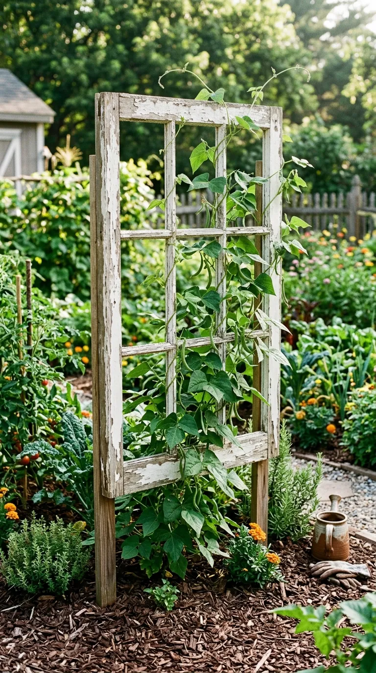 Distressed Window Frame Trellis