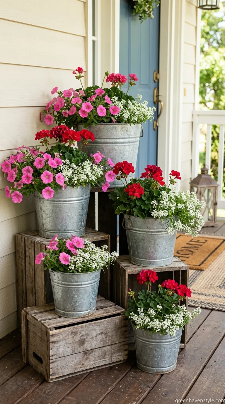 Farmhouse Style Bucket Planters