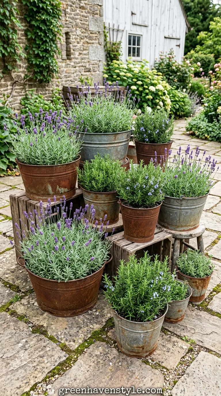 Galvanized Metal Containers as Planters