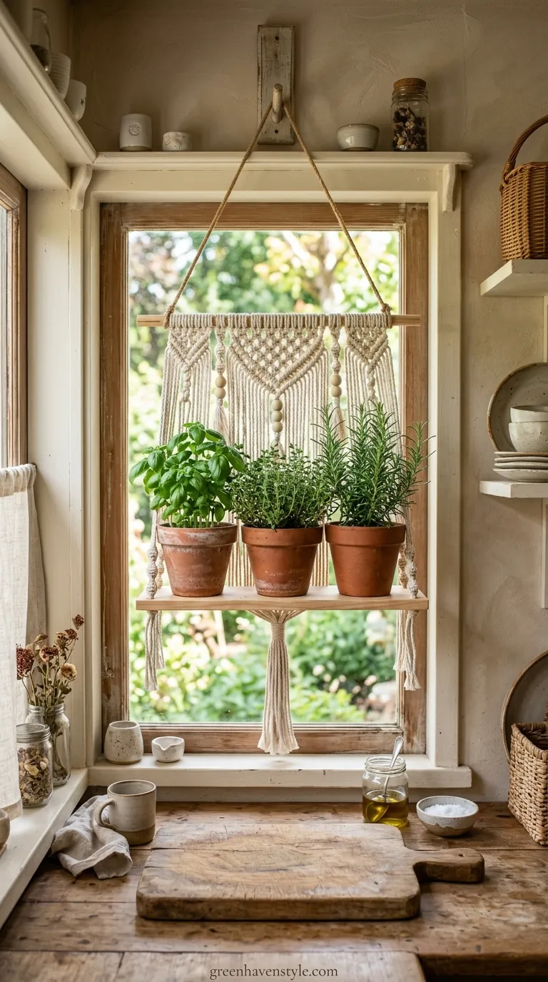 Hanging Rope Shelf Garden