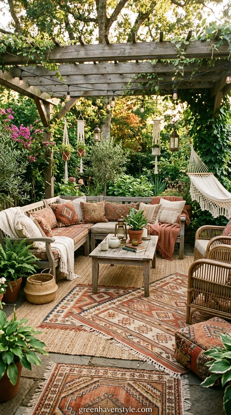 Layered Textile Garden Rugs