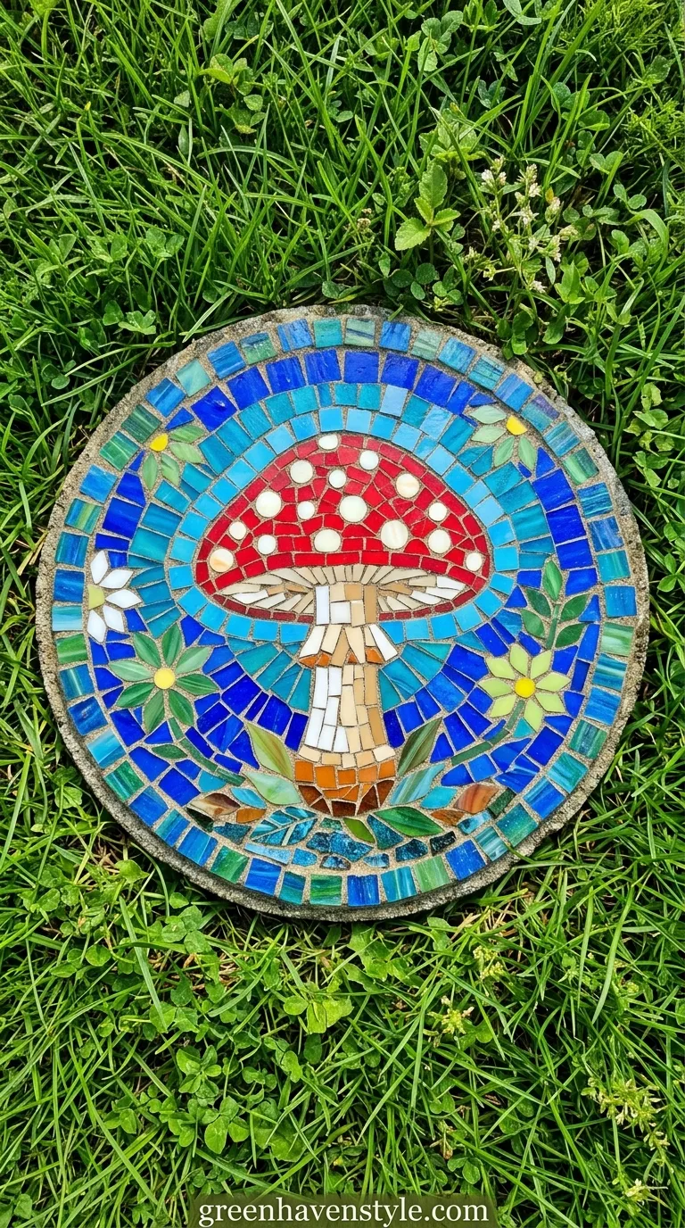 Mushroom Mosaic Art Stones