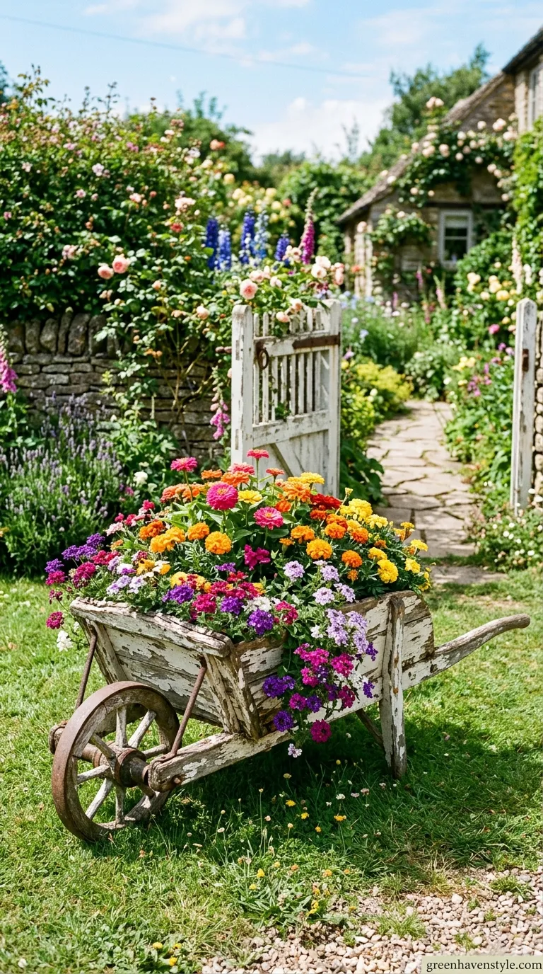 Rustic Wooden Wheelbarrow