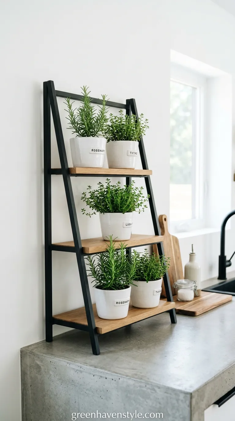 Tiered Metal Ladder Shelves