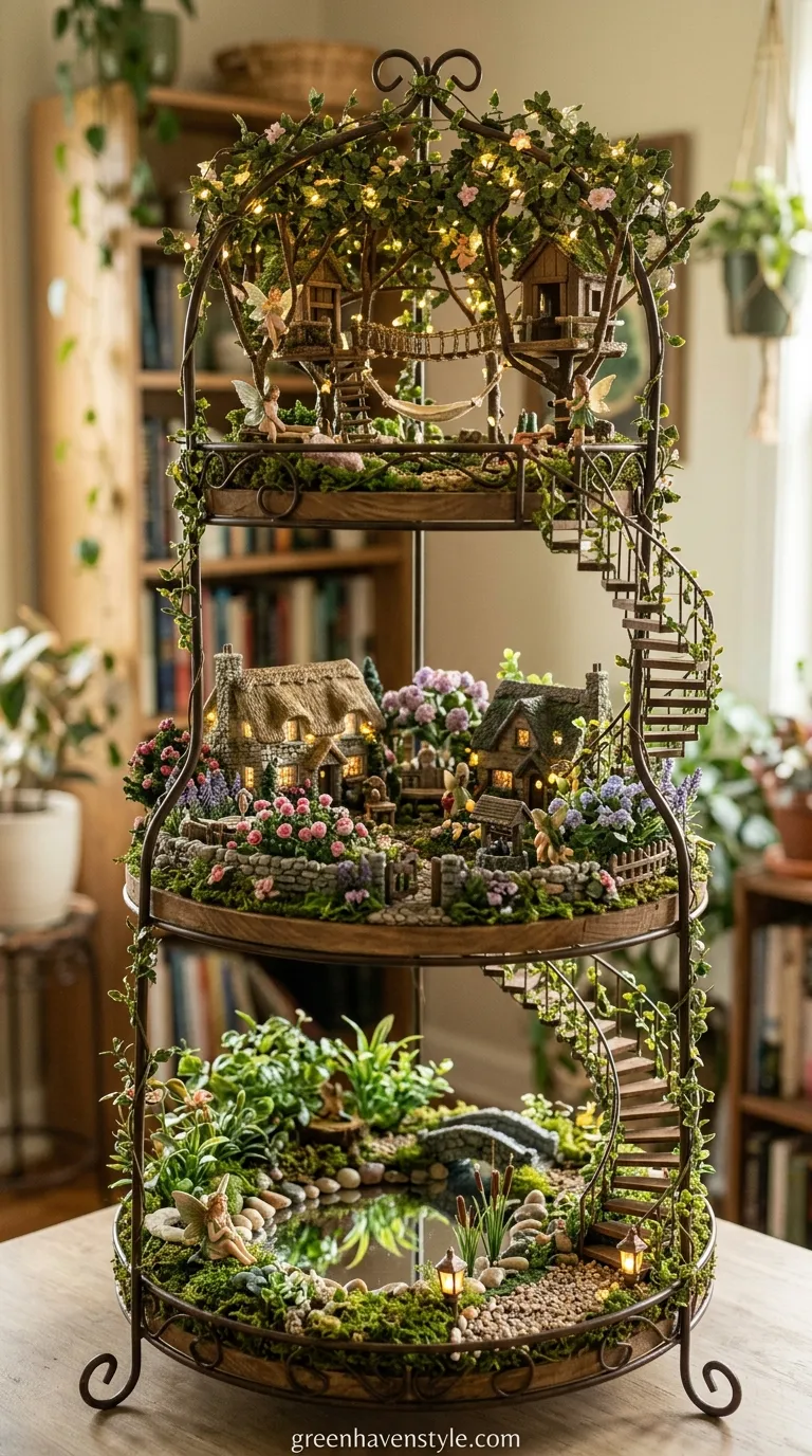 Tiered Tray Fairy Village