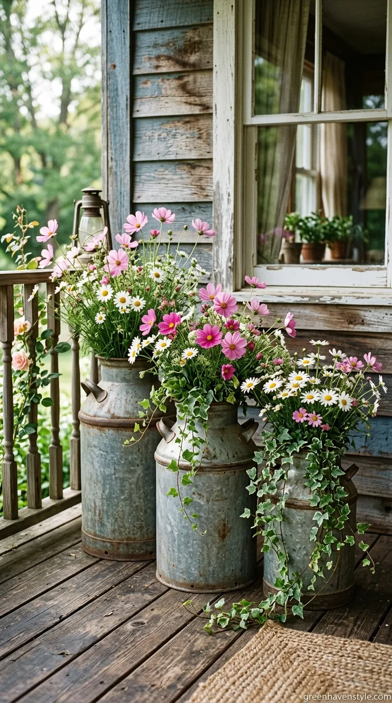 Vintage Milk Can Planter
