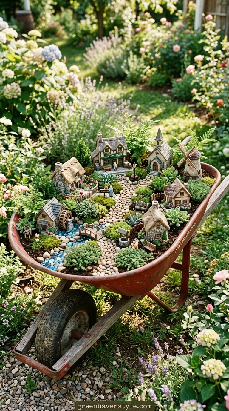 Wheelbarrow Fairy Village