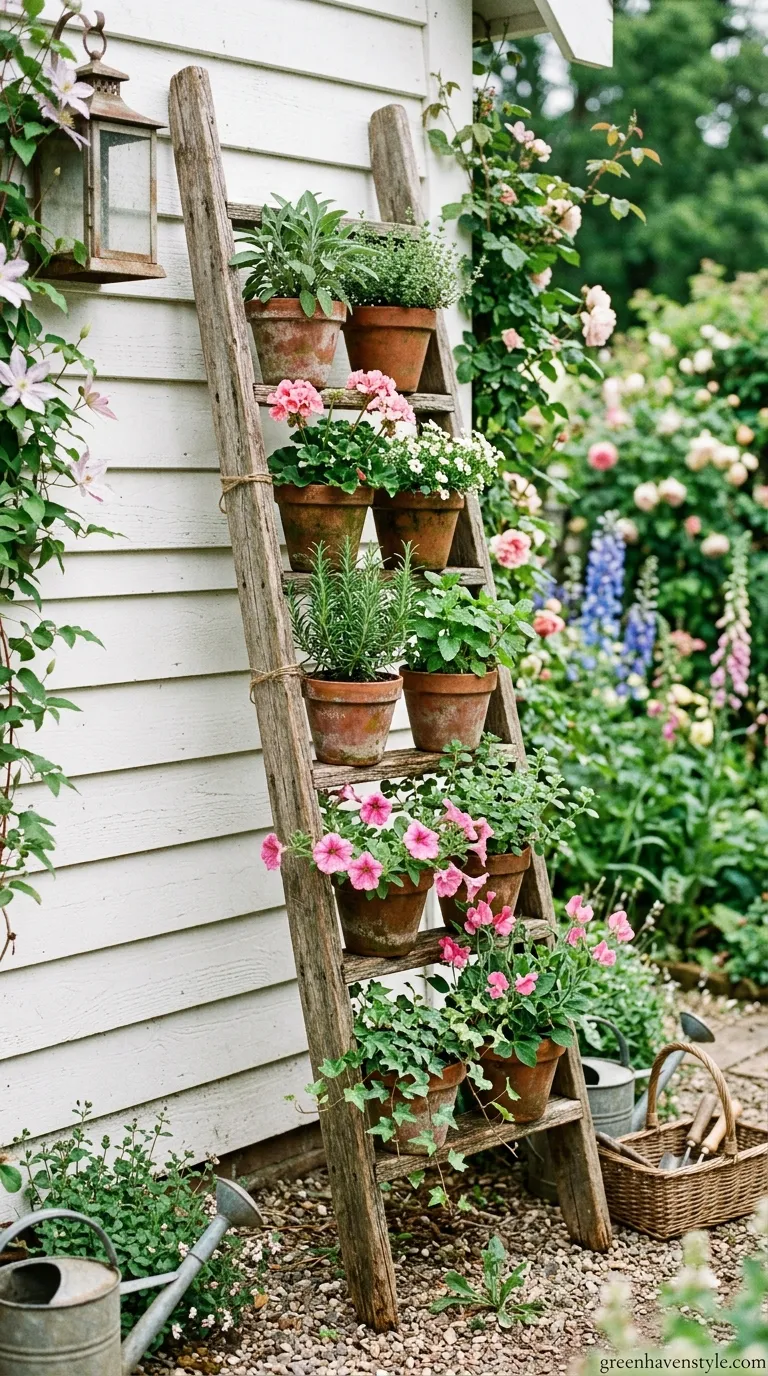 Wooden Ladder Plant Stand