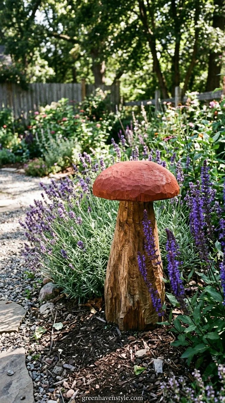 Wooden Mushroom Sculptures